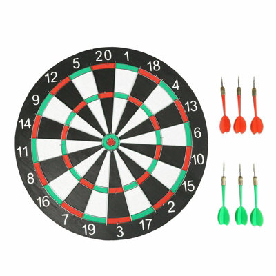 True Gifts 17" Dartboard With Darts For Adults Or KidsDouble Sided Dart BoardAdults Fun Family Dart Board Game from B&Q