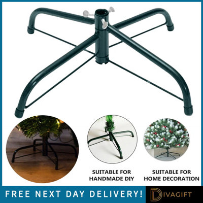 SuperGift.com Heavy Duty Christmas Tree StandMetal Base With ScrewsCross Support Design For Artificial Trees (Dark Green) from B&Q