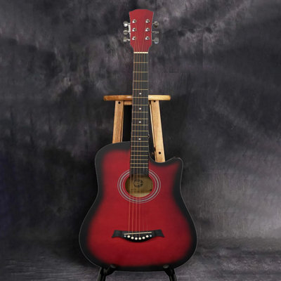 SuperGift.com 38 Inch Full Size Acoustic Guitar Classical Cutaway Design Hardwood Finish & Steel Strings With Bag (Red) from B&Q