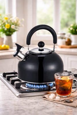 SuperGift.com Prima Stainless Steel Whistling Kettle In Metallic Black 2.5L from B&Q