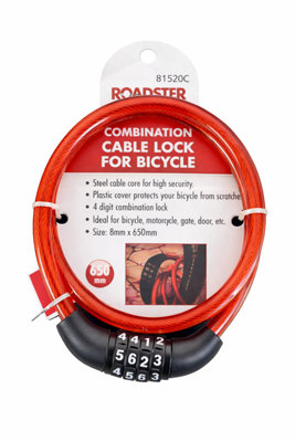 SuperGift.com Roadster Bicycle Combination Cable Lock 8 X 650mm from B&Q