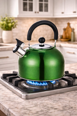 SuperGift.com Prima Stainless Steel Whistling Kettle In Green Camping 2.5L from B&Q