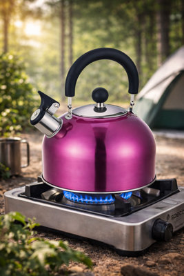 SuperGift.com Prima Stainless Steel Whistling Kettle In Pink Camping 2.5L from B&Q