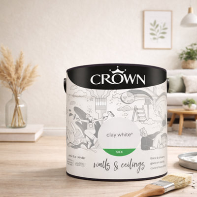 SuperGift.com Crown Silk Emulsion Clay White Silk Tin 2.5L from B&Q