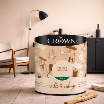SuperGift.com Crown Silk Emulsion Soft Toasted Almond Silk Tin 2.5L from B&Q