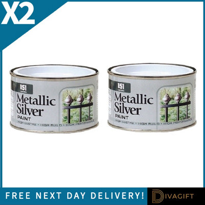 SuperGift.com 2X 151 Metallic Silver Varnish Tin 180Ml from B&Q