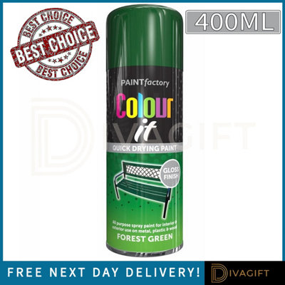 SuperGift.com Colour It Forest Green Gloss  Paint 400Ml from B&Q
