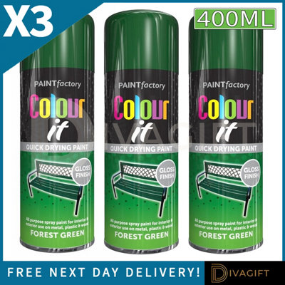 SuperGift.com 3X Colour It Forest Green Gloss  Paint 400Ml from B&Q