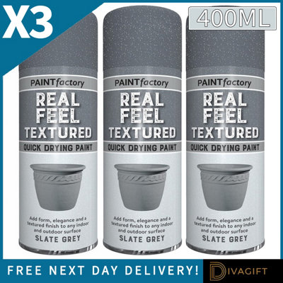 SuperGift.com 3X Pf Textured Slate Grey Stone Effect  Paint 400Ml from B&Q