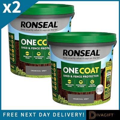 SuperGift.com 2X Ronseal One Coat Shed & Fence Protector Charcoal Grey 5L from B&Q