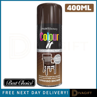 SuperGift.com Colour It Espresso Brown Gloss  Paint 400Ml from B&Q