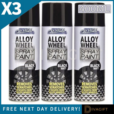 SuperGift.com 3 X Car-Pride Alloy Wheel Black Matt Paint 400Ml from B&Q