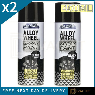 SuperGift.com 2 X Car-Pride Alloy Wheel Black Matt  Paint 400Ml from B&Q