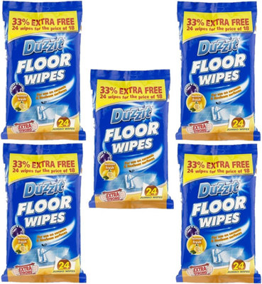 SuperGift.com 5X Duzzit Jumbo Lemon Fresh Floor Cleaning Wipes Pack Of 24 from B&Q