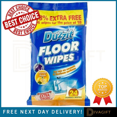 SuperGift.com 10X Duzzit Jumbo Lemon Fresh Floor Cleaning Wipes Pack Of 24 from B&Q