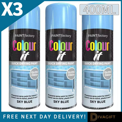 SuperGift.com 3 X Colour It Sky Blue Gloss Paint 400Ml from B&Q