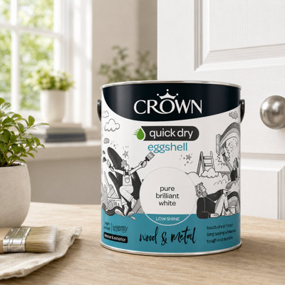 SuperGift.com Crown Quick Dry Eggshell Pure Brilliant White Tin 2.5L from B&Q