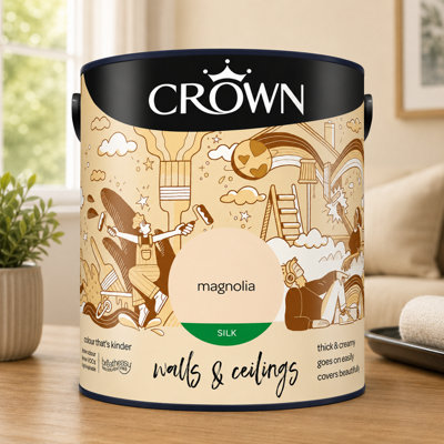 SuperGift.com Crown Silk Emulsion Magnolia Silk Tin 2.5L from B&Q