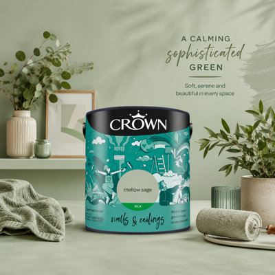 SuperGift.com Crown Silk Emulsion Mellow Sage Silk Tin 2.5L from B&Q