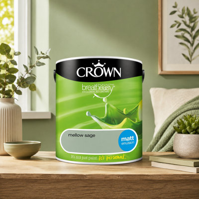 SuperGift.com Crown Matt Emulsion Mellow Sage Tin 2.5L from B&Q