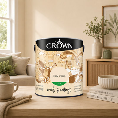 SuperGift.com Crown Silk Emulsion Ivory Cream Silk Tin 2.5L from B&Q