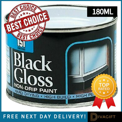 SuperGift.com 3 X 151 Black Gloss Non Drip Varnish Tin 180Ml from B&Q
