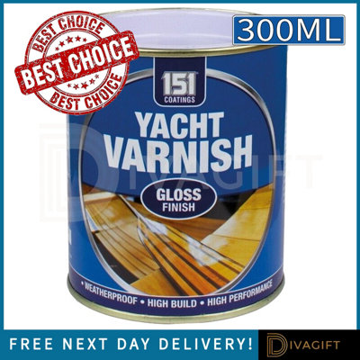 SuperGift.com 2 X 151 Clear Gloss Yacht Varnish Wood Protection Paint For Interior & Exterior Timber Surfaces 300Ml from B&Q
