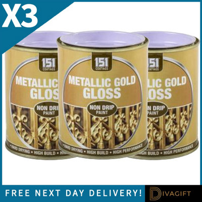 SuperGift.com 3 X 151 Metallic Gold Paint Varnish 300Ml