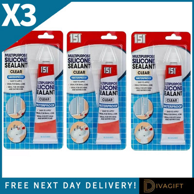 SuperGift.com 3 X 151 Multipurpose Silicone Sealant 70G Clear from B&Q