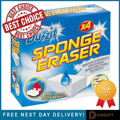 SuperGift.com 4 X Duzzit Magic Sponge Eraser Cleaning Pads 4 Pack For WallsKitchenBathroom & Household Surface Cleaning from B&Q
