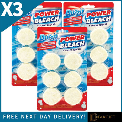 B&Q -  3 X Duzzit Power Bleach Toilet Tablets 6 Pack
