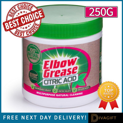 SuperGift.com Elbow Grease Citric Acid Limescale Remover Cleaning Powder For KettlesTapsShower HeadsKitchens & Bathrooms 250G from B&Q
