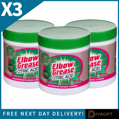 SuperGift.com 3 X Elbow Grease Citric Acid Limescale Remover Cleaning Powder For KettlesTapsShower HeadsKitchens & Bathrooms 250G from B&Q