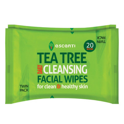 SuperGift.com 2 X Escenti Tea Tree Cleansing Facial Wipes 2 Pack 20 Wipes Per Pack from B&Q