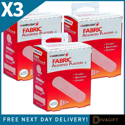 SuperGift.com 3 X Masterplast Assorted Fabric Plasters 50 Pack from B&Q