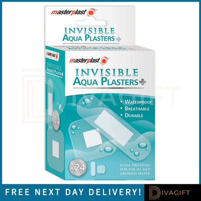 SuperGift.com 3 X Masterplast Invisible Aqua Plasters 24 Pack Waterproof Transparent Adhesive Bandages For Minor CutsGrazes & First Aid Care from B&Q