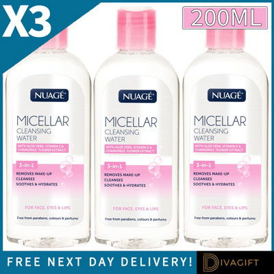 SuperGift.com 3 X Nuage Micellar Water 200Ml Gentle Facial Cleanser & Makeup Remover For Daily SkincareFresh & Clean Skin from B&Q