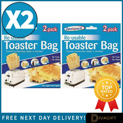 SuperGift.com 2 X Sealapack Re-Usable Toaster Bags Non-Stick Toasting Bags For SandwichesSnacksPastries & Mess-Free Toaster Cooking from B&Q