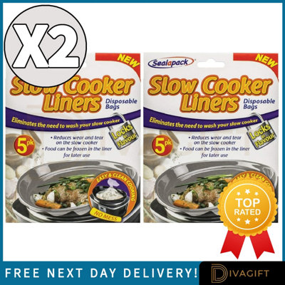 B&Q -  2 X Slow Cooker Bags 5 Pack Disposable Slow Cooker Liners For Easy CleanupMeal Preparation & Mess-Free Cooking