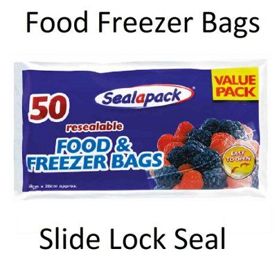 SuperGift.com 3 X Resealable Food & Freezer Bags 50 Pack Food Storage Bags For FreezingSnacksSandwichesLeftovers & Kitchen Organisation from B&Q