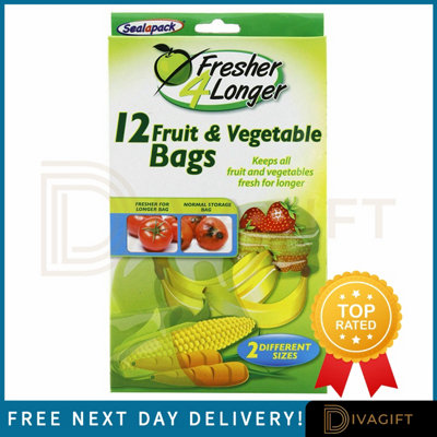 SuperGift.com 3 X Fruit & Vegetable Bags Food Storage Bags For Fresh Produce, Grocery Shopping, Kitchen Organisation & Everyday Food Storage