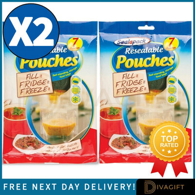 SuperGift.com 2 X Resealable Pouches Food Storage Bags For SnacksDry FoodsTravel Essentials & Kitchen Organisation from B&Q