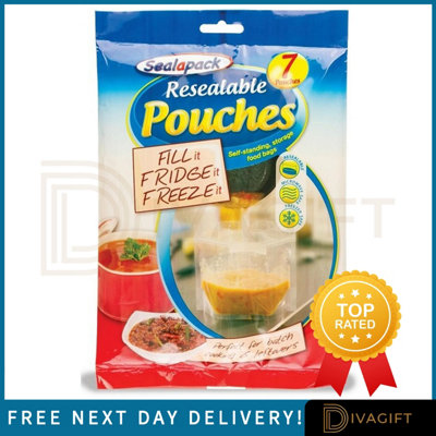 SuperGift.com 8 X Resealable Pouches Food Storage Bags For SnacksDry FoodsTravel Essentials & Kitchen Organisation from B&Q