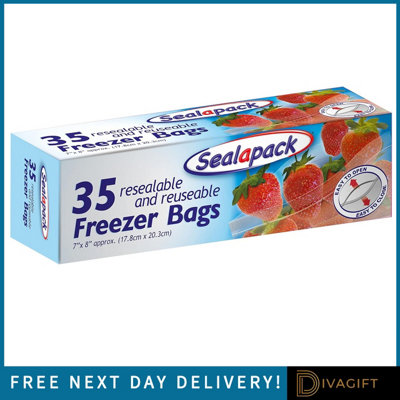 SuperGift.com 2 X Resealable Freezer Bags 35 Pack Food Storage Bags For Freezing MeatVegetablesLeftovers & Kitchen Organisation from B&Q