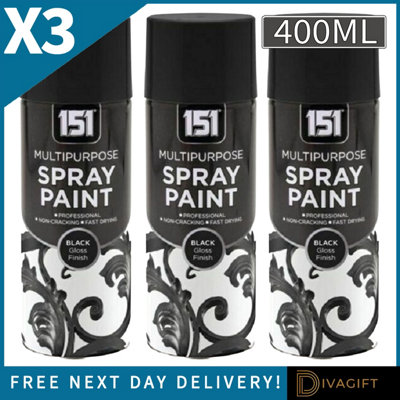 SuperGift.com 3 X 151 Black Gloss  Paint 400Ml Multi-Surface Paint For DiyRestorationDecorative Projects & Surface Finishing from B&Q