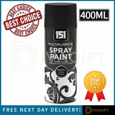 SuperGift.com 6 X 151 Black Gloss  Paint 400Ml Multi-Surface  Paint For DiyRestorationDecorative Projects & Surface from B&Q