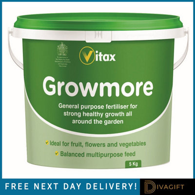 B&Q -  Vitax Growmore Multi-Purpose Plant Feed Tub 5Kg General Purpose Fertiliser For FlowersVegetablesFruitShrubsHealthy Growth