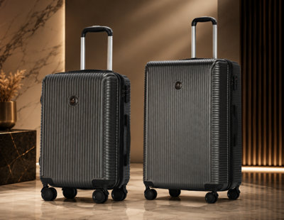 SuperGift.com Grey Expandable Hard Shell Suitcase Set 20 And 28 Inch With Tsa Lock from B&Q