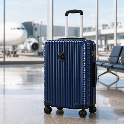 SuperGift.com Navy Blue Expandable Hard Shell Suitcase 20 Inch With Tsa Lock from B&Q