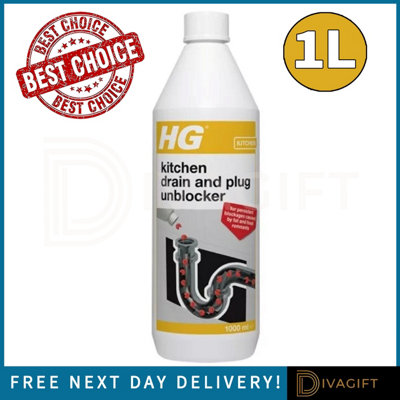 SuperGift.com Hg Kitchen Drain & Plug Unblocker Liquid Grease & Food Residue Remover 1L from B&Q